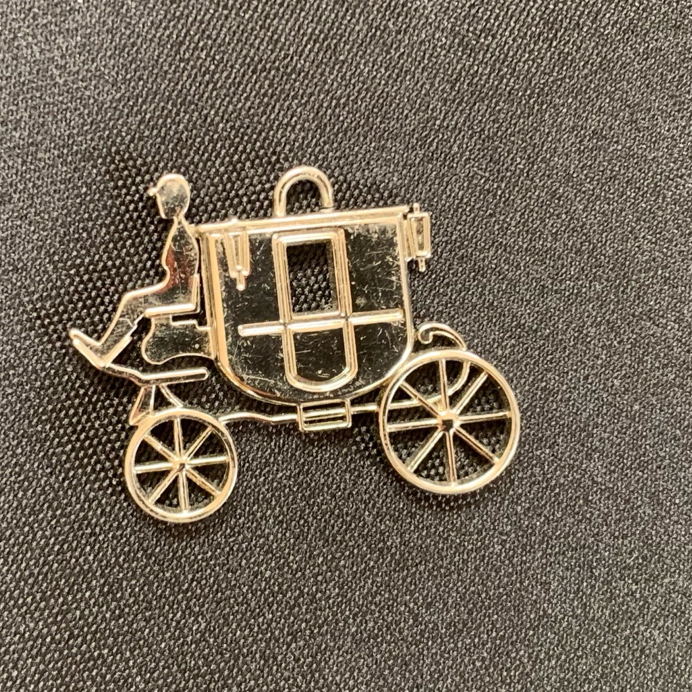 Coach Stagecoach Vintage Silver tone Hangtag Charm Pendant. Chain not included.